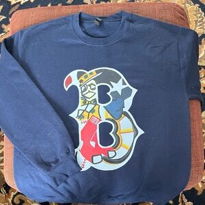 Gildan Navy Blue Boston Collage Graphic Crewneck Sweater